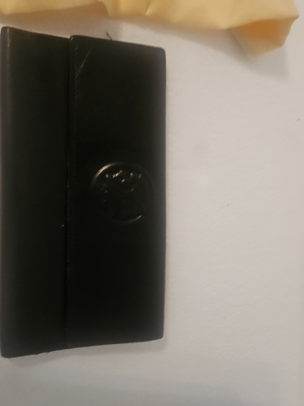 Fendi Black Leather Compact Wallet with Embossed Logo